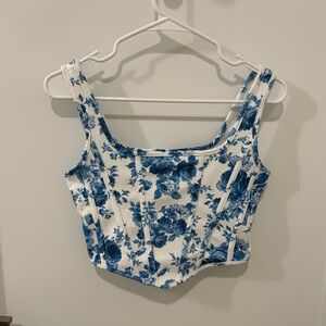 SHEIN Floral Corset Cropped Tank Top